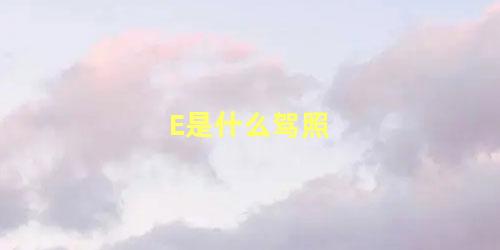 E是什么驾照