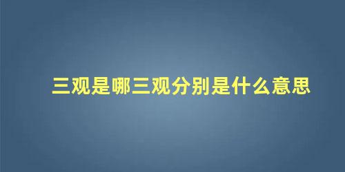 三观是哪三观分别是什么意思