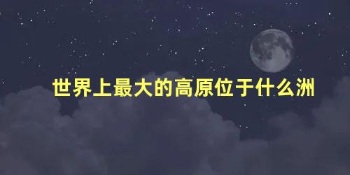 世界上最大的高原位于什么洲