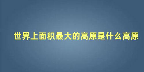 世界上面积最大的高原是什么高原