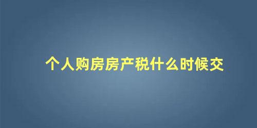 个人购房房产税什么时候交