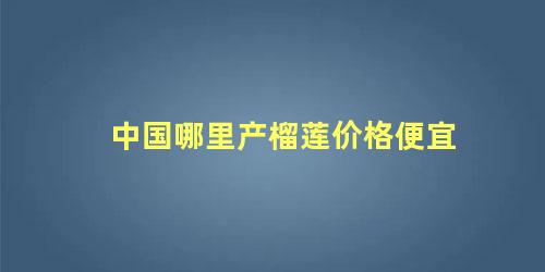 中国哪里产榴莲价格便宜