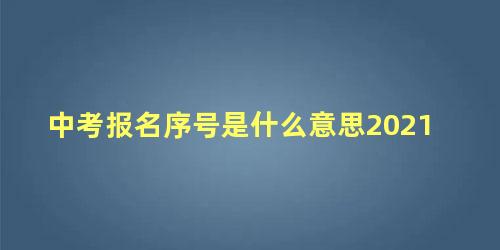 中考报名序号是什么意思2021