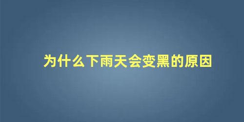 为什么下雨天会变黑的原因