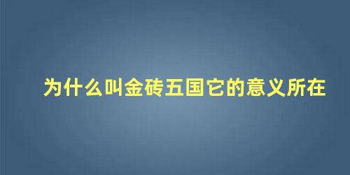 为什么叫金砖五国它的意义所在