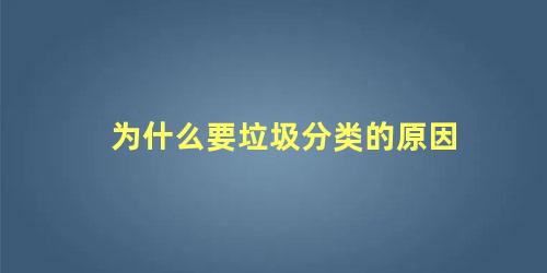 为什么要垃圾分类的原因