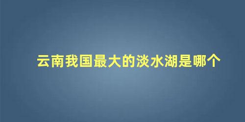 云南我国最大的淡水湖是哪个