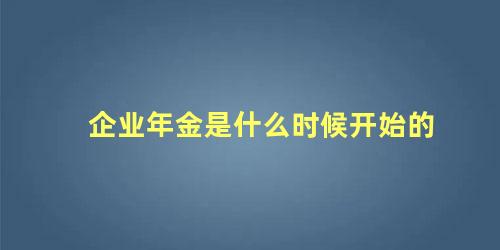 企业年金是什么时候开始的