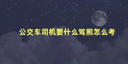 公交车司机要什么驾照怎么考