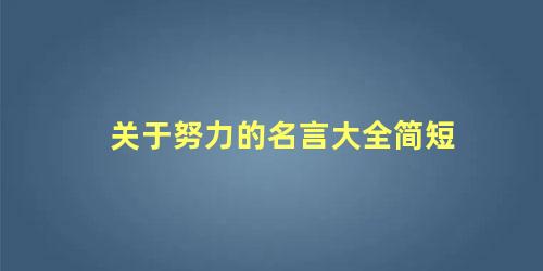 关于努力的名言大全简短