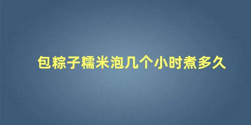 包粽子糯米泡几个小时煮多久