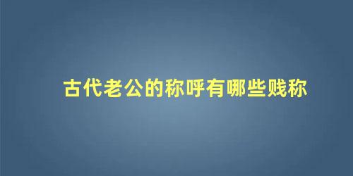 古代老公的称呼有哪些贱称