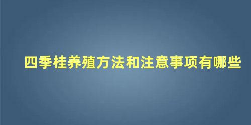 四季桂养殖方法和注意事项有哪些