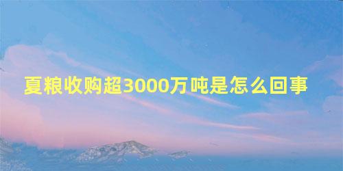 夏粮收购超3000万吨是怎么回事儿