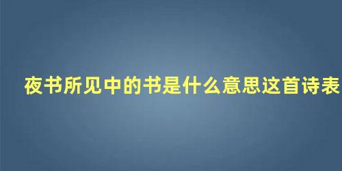 夜书所见中的书是什么意思这首诗表达了诗人什么感情