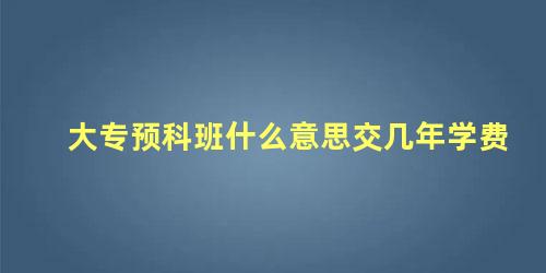 大专预科班什么意思交几年学费