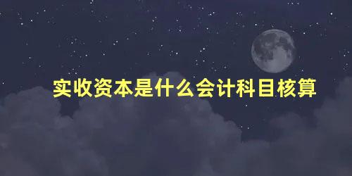 实收资本是什么会计科目核算