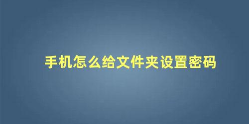 手机怎么给文件夹设置密码