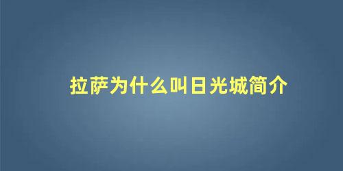 拉萨为什么叫日光城简介