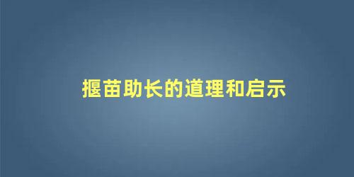 揠苗助长的道理和启示