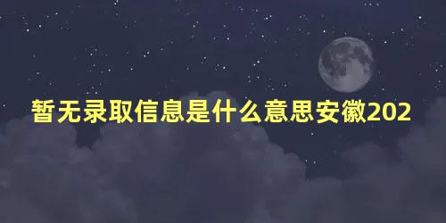 暂无录取信息是什么意思安徽2021