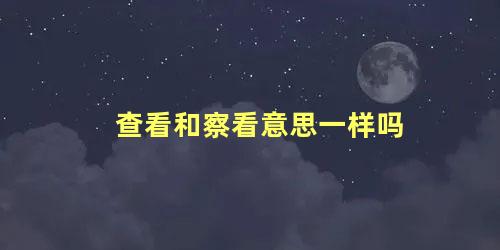 查看和察看意思一样吗