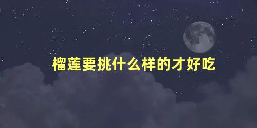 榴莲要挑什么样的才好吃