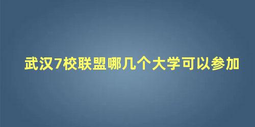 武汉7校联盟哪几个大学可以参加