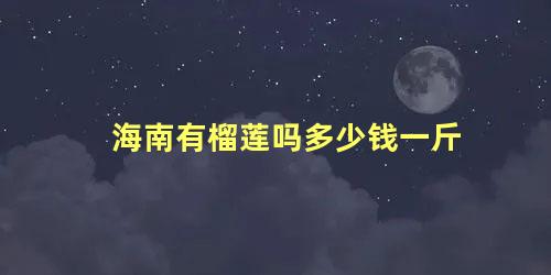 海南有榴莲吗多少钱一斤