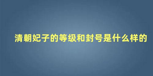 清朝妃子的等级和封号是什么样的