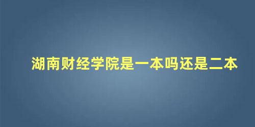 湖南财经学院是一本吗还是二本