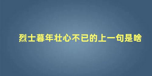 烈士暮年壮心不已的上一句是啥