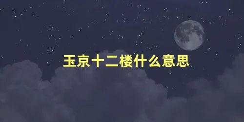 玉京十二楼什么意思