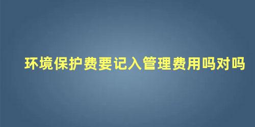 环境保护费要记入管理费用吗对吗