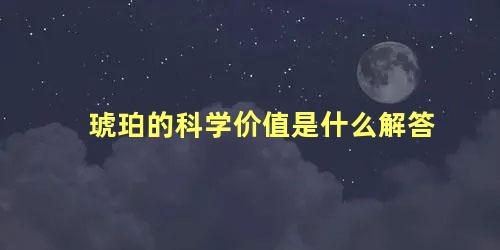 琥珀的科学价值是什么解答