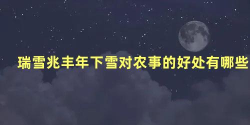 瑞雪兆丰年下雪对农事的好处有哪些