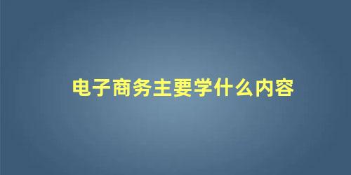 电子商务主要学什么内容