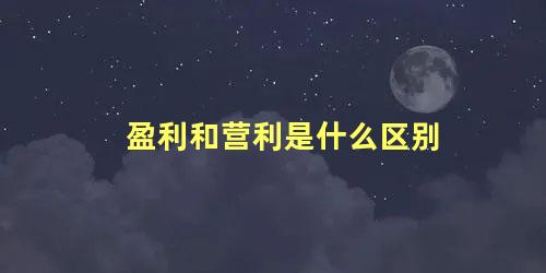 盈利和营利是什么区别