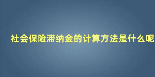 社会保险滞纳金的计算方法是什么呢