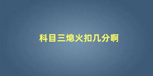 科目三熄火扣几分啊