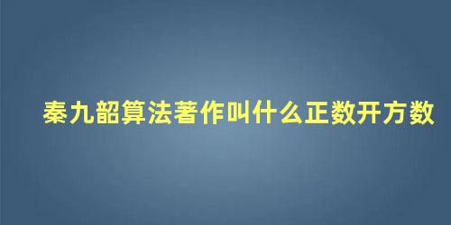 秦九韶算法著作叫什么正数开方数