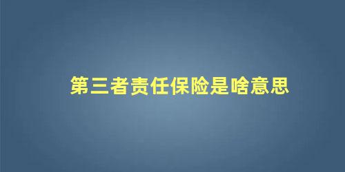 第三者责任保险是啥意思