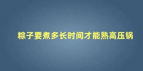 粽子要煮多长时间才能熟高压锅