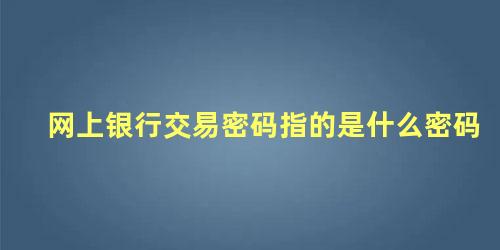 网上银行交易密码指的是什么密码