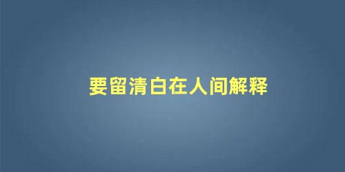 要留清白在人间解释