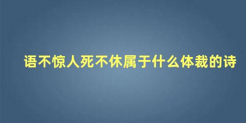 语不惊人死不休属于什么体裁的诗