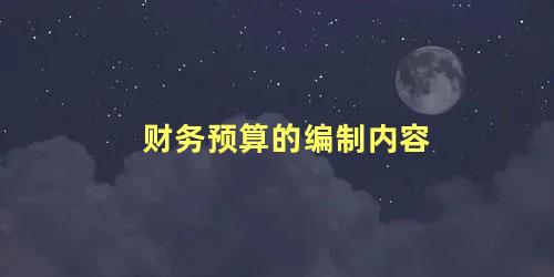 财务预算的编制内容