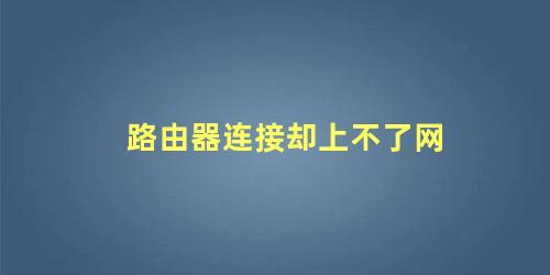 路由器连接却上不了网