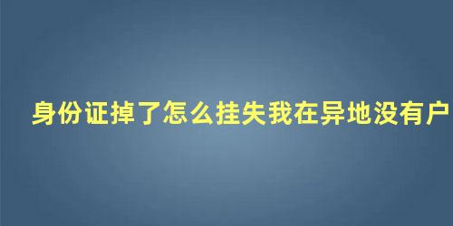 身份证掉了怎么挂失我在异地没有户口本