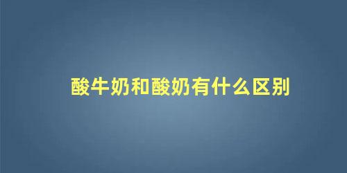 酸牛奶和酸奶有什么区别